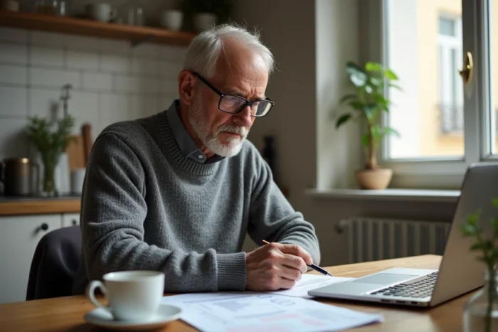 Tuteur familial consultant les règles de rémunération d'une tutelle à domicile sur ordinateur portable